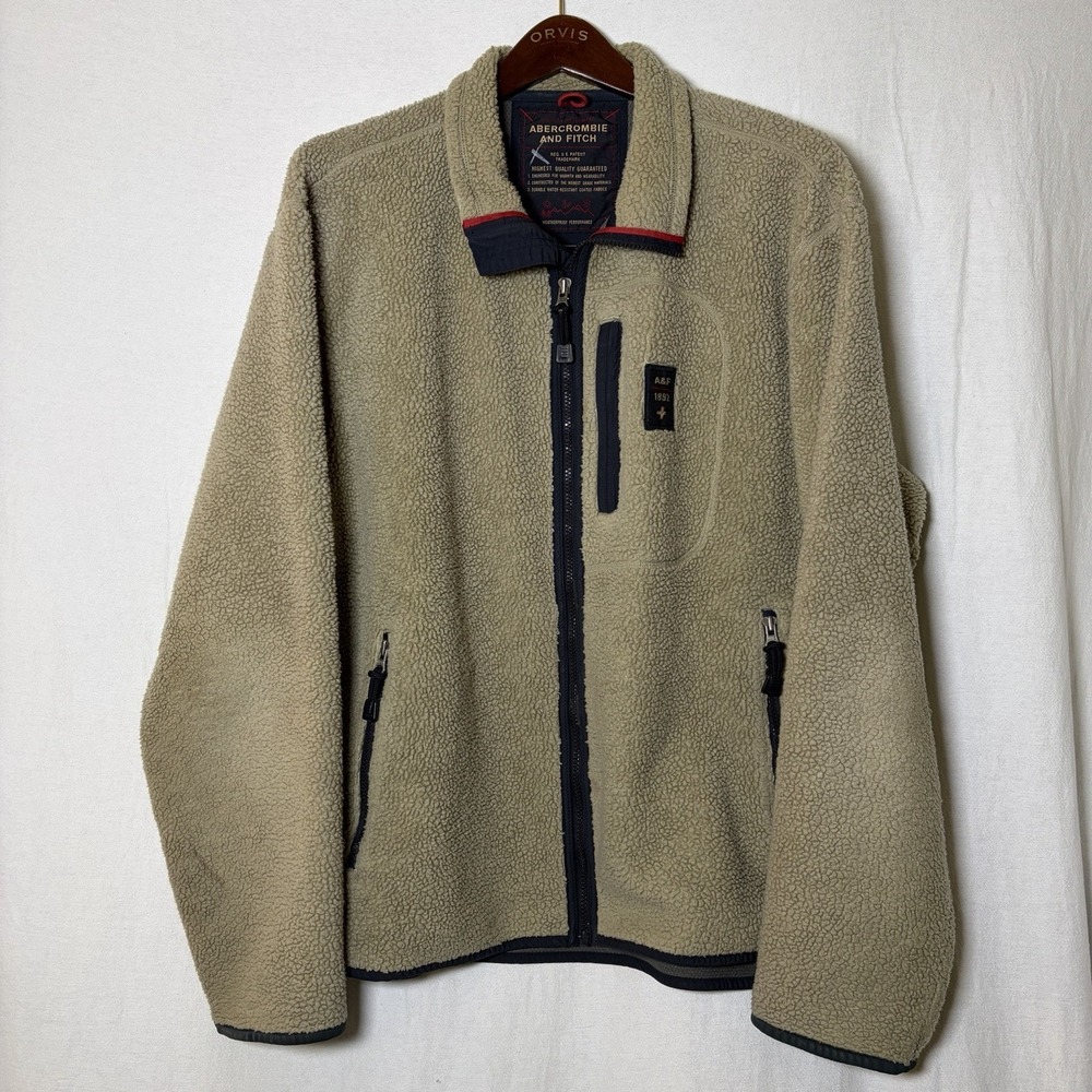 Abercrombie and Fitch Deep Pile Sherpa Fleece Weatherproof Jacket XL Y2K 90s